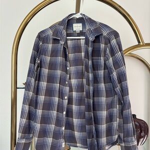 Blue and White Plaid Unisex Flannel